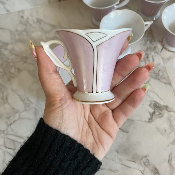 Yedi Pink Dainty Espresso Cup and Saucer set of 6 - Picture 5 of 8